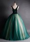 Women Green Sequin Sleeveless Evening Prom Ball Gown Dress 1
