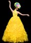 Yellow Halterneck Women Tulle Tutu Dance Dresses 2