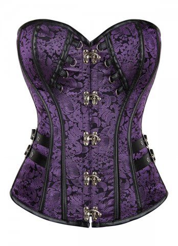 Purple Steampunk Corset with Metal Loop