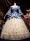 Renaissance Vintage Rococo Blue Lace Prom Dress Ball Gown