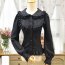 Long-Sleeved Lolita Full Sleeve Chiffon Slim Retro Vintage Sweet Ruffles Lace Lolita Blouse Top Shirt for Women