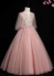 Flower Girl Pink Flutter Sleeve Tulle Dresses