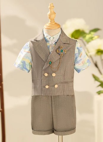 Boys Baptism Suit Kids Ring Bearer 3Pcs Formal Blazer Suits Outfit