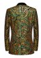 A Men Gold Green Cashew Flower Sequin Floral Suit Jacket Blazer 2