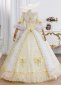 Vintage-Inspired Yellow Lace Lolita Dress Ruffles Corset Floor Length Masquerade Prom Dress