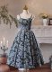 Girls Spaghetti Straps Vintage Jacquard Prom Dress