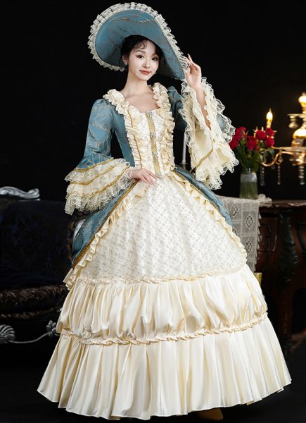 Rococo Blue Lolita Princess Tea Party Dress Masquerade Ball Gown