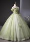 Corset Applique Light Green Tulle Graduation Dress