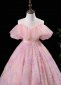 Children Ruffle Shoulder Tulle Flowers Prom Fancy Dresses