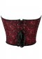 Burgundy Lace Covered Sexy Overbust Corset 1