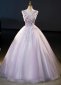 Princess V-Neck Floor-Length Tulle Prom Dresses With Sequins