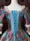 Blue Floral Brocade Rococo Victorian Ball Gown Masquerade Dress 7