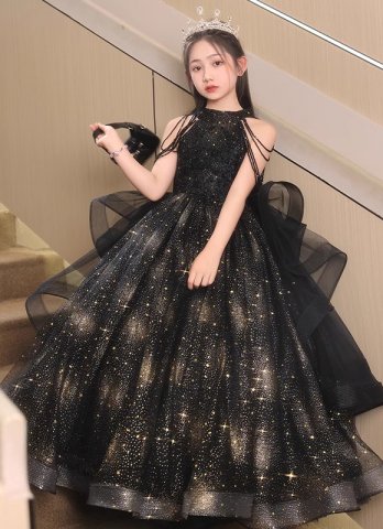 Girls Black Stage Show Graduation Party Dress