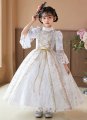 Children White Queen Cosplay Fantasy Dresses Princess 17th Century Gown Costumes