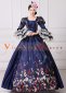 Blue Long Flare Sleeves Vintage Lace Floral Masquerade Dress Theater Costume