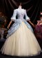 Blue Floral Jacquard Masked Ball Gown Prom Dress 2