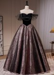 Black Off The Shoulder Beading A Line Tulle Long Prom Formal Dresses