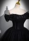 Stunning Black Off The Shoulder Tulle Holiday Party Dress 3