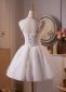 White Sweetheart Mini Ball Gown Bridesmaid Dress 2