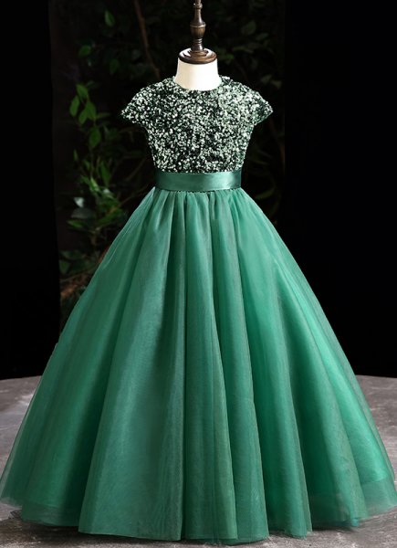 Christmas Girls Sequin Tulle Formal Dresses