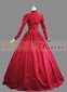 Red Cotton Long Sleeves Vintage Gothic Victorian Ball Gowns Dress 3