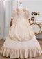 Champagne Embroidered Lace Puff Sleeve Formal Prom Dress 4