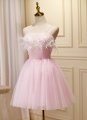 Spaghetti Straps Feather Pink Mini Homecoming Dresses