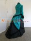 Vintage 1886s Blue Taffeta Victorian Bustle Dress Carnival Gown 3
