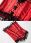 Red Satin Lace Sexy Overbust Corset And Skirt 3