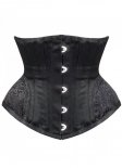 Black Underbust with Contrast Brocade Hip Panel and Curved Hem