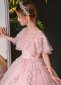 Kids Pink Ruffle Sequin Mesh Princess Graduation Dresses 3
