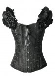 Black White Jacquard Sexy Corset Top with Puff Sleeves