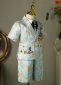 Boys Blue Floral Paisley 5 Piece Shorts Tuxedo Suit 2