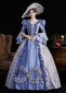 Light Blue Printed Long Flare Sleeve Floor Length Masquerade Ball Dress 2