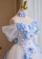Blue Off the Shoulder Applique Girls Prom Homecoming Dress 2
