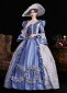 Light Blue Printed Long Flare Sleeve Floor Length Masquerade Ball Dress 3