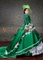 Green Long Flare Sleeves Lace Vintage Rococo Wedding Bustle Gown Dress