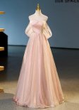 Off the Shoulder Pink Special Occasion Prom Dresses