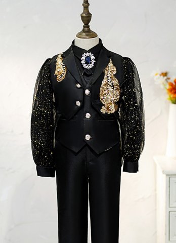Boys Dance Tuxedo Outfit Kids Gentlemen 5Pcs Suits Theater Stage Outfit