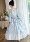 Light Blue Floral Girls Historical Victorian Ball Gown Dress 4
