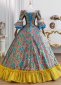 Blue Floral Brocade Historical European Court Victorian Ball Gown 4