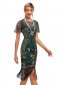 Women Flapper Dresses 1920s V Neck Beaded Fringed Great Gatsby Dress