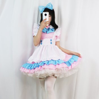 Pink Japanese Kawaii Anime Cosplay Maid dresses Costumes Lolita Dress Halloween Costumes for Women Cute Girls Princess Outfits