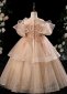 Children Sequin Bead Ruffle Sleeve Thanksgiving Party Formal Dress 4