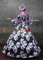 Black Long Flare Sleeves Lace Floral Vintage Rococo Masquerade Ball Gown Dress 3