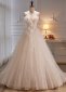 Sparkly Ivory Tulle Spaghetti Strap Appliques Wedding Dress