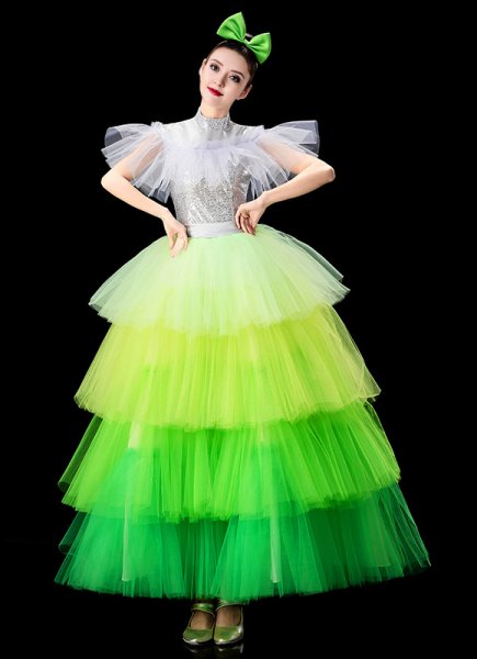 Girls Theater Stage Tulle Cake Dresses Holiday Dance Costume