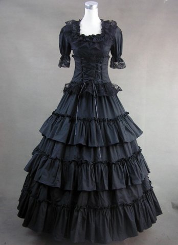 클래식 블랙 고딕 빅토리아 드레스