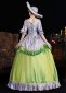 Green Printed Ruffled Half Sleeves Floor Length Venice Carnival Holiday Festive Formal Dress 3