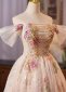 Pink Embroidery Bead Off The Shoulder Short Cocktail Ball Gown 1